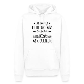 je suis le meilleur papa car je suis agriculteur. - Sweat à capuche Premium bio Homme - blanc - Devant - Nico (187cm)