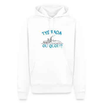 Tyé Fada ou quoi ? humour Marseille, Marseillais - Sweat à capuche Premium bio Homme - blanc - Devant - Nico (187cm)