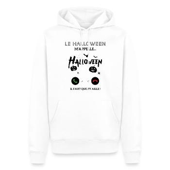 le halloween m'appelle il faut que j'y aille - Sweat à capuche Premium bio Homme - blanc - Devant - Nico (187cm)
