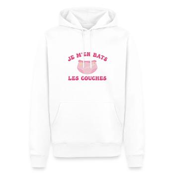 Je m'en bats les couches - Sweat à capuche Premium bio Homme - blanc - Devant - Nico (187cm)