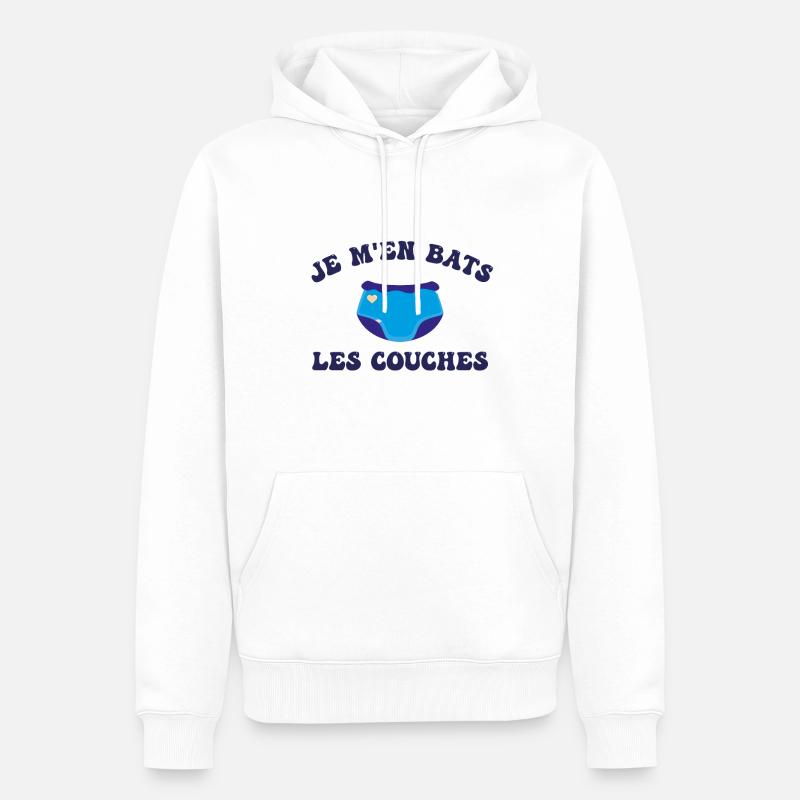 Je m'en bats les couches - Sweat à capuche Premium bio Homme - blanc