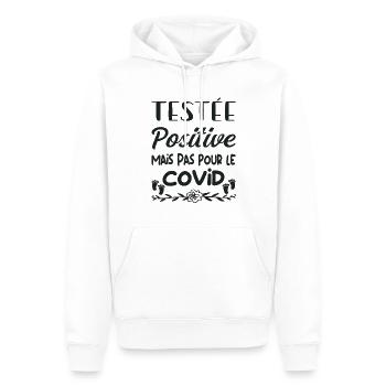 humour - Testée positive mais pas pour le covid - Sweat à capuche Premium bio Homme - blanc - Devant - Nico (187cm)