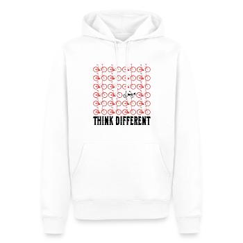 Think Different - Fahrrad Spruch - Männer Premium Bio Hoodie - Weiß - Vorne - Nico (187cm)