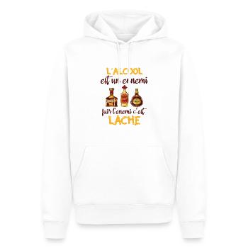 L'alcool est un ennemi - Sweat à capuche Premium bio Homme - blanc - Devant - Nico (187cm)