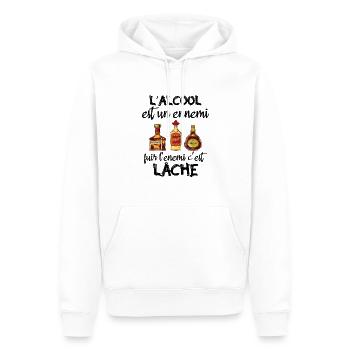 L'alcool est un ennemi - Sweat à capuche Premium bio Homme - blanc - Devant - Nico (187cm)