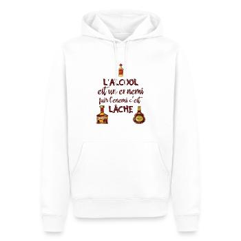 L'alcool est un ennemi - Sweat à capuche Premium bio Homme - blanc - Devant - Nico (187cm)