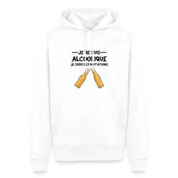 je ne suis pas alcoolique je subis les invitations - Sweat à capuche Premium bio Homme - blanc - Devant - Nico (187cm)