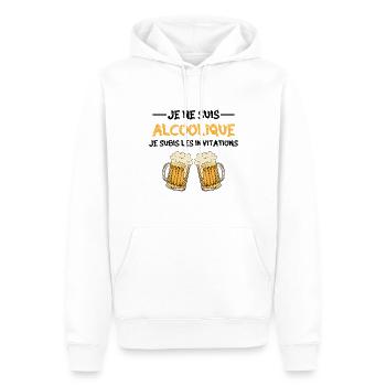 je ne suis pas alcoolique je subis les invitations - Sweat à capuche Premium bio Homme - blanc - Devant - Nico (187cm)