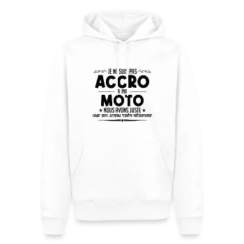 je ne suis pas accro à ma moto - Sweat à capuche Premium bio Homme - blanc - Devant - Nico (187cm)