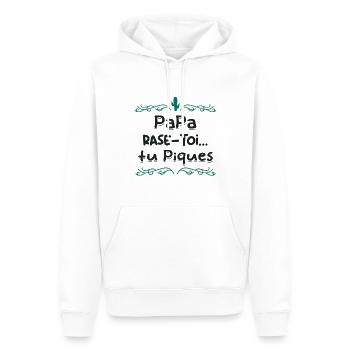 Papa rase toi tu piques, - Sweat à capuche Premium bio Homme - blanc - Devant - Nico (187cm)