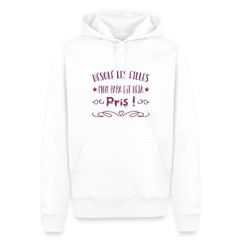 désolé les filles mon papa est déjà pris - Sweat à capuche Premium bio Homme - blanc - Devant - Nico (187cm)