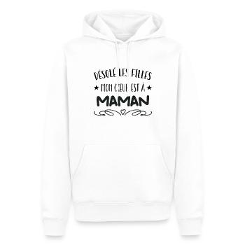 désolé les filles mon cœur est à maman - Sweat à capuche Premium bio Homme - blanc - Devant - Nico (187cm)