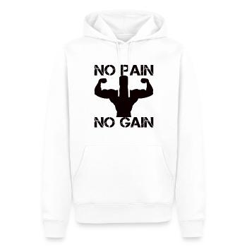 Pas de douleur, pas de gain - Fitness Muscle Building Workout - Sweat à capuche Premium bio Homme - blanc - Devant - Nico (187cm)