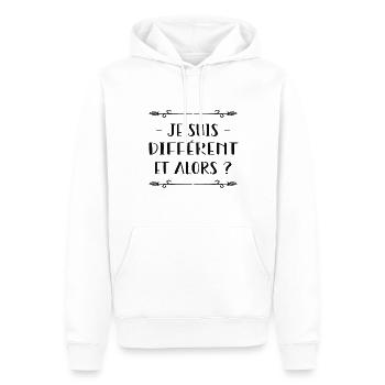 Je suis différent, et alors ? - Sweat à capuche Premium bio Homme - blanc - Devant - Nico (187cm)