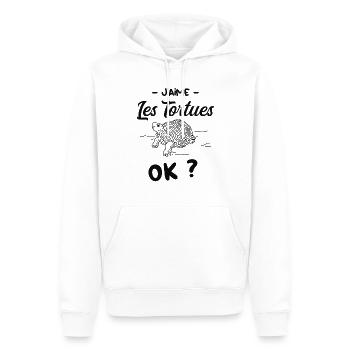Oui Les Tortues je les Aime - Sweat à capuche Premium bio Homme - blanc - Devant - Nico (187cm)