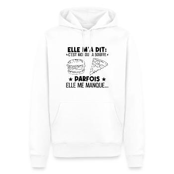 Elle a dit moi ou la bouffe elle me manque parfois - Sweat à capuche Premium bio Homme - blanc - Devant - Nico (187cm)