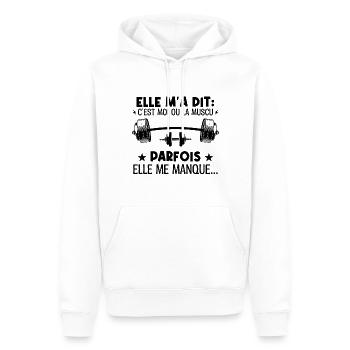 Musculation muscu cadeau drôle bodybuilding - Sweat à capuche Premium bio Homme - blanc - Devant - Nico (187cm)