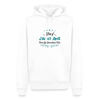 bref j'ai un 47 ans pour la deuxième fois - Sweat à capuche Premium bio Homme - blanc - Devant - Nico (187cm)