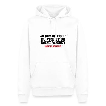 Au Nom Du Verre Du Vice Et Du Saint Whisky . - Sweat à capuche Premium bio Homme - blanc - Devant - Nico (187cm)