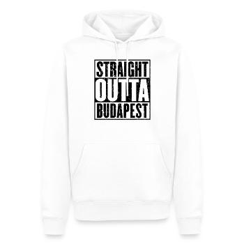Straight Outta Budapest Vintage - Sweat à capuche Premium bio Homme - blanc - Devant - Nico (187cm)