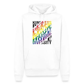 Gentillesse Paix Égalité Amour Inclusion Espoir Plongeurs - Sweat à capuche Premium bio Homme - blanc - Devant - Nico (187cm)