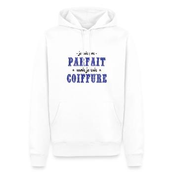 JE SUIS COIFFEUR - Sweat à capuche Premium bio Homme - blanc - Devant - Nico (187cm)
