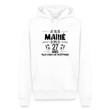 27 ans marié Mariage Mariage Dire Cadeau - Sweat à capuche Premium bio Homme - blanc - Devant - Nico (187cm)