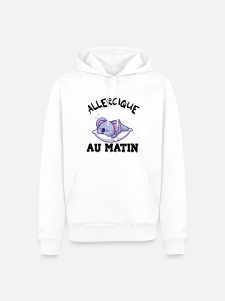 allergique au matin - Sweat à capuche Premium bio Homme - blanc