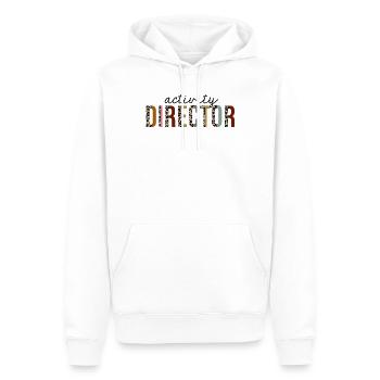 Activity Director Leopard Print Funny - Men’s Premium Organic Hoodie - white - Front - Nico (187cm)