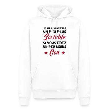 Je Serais Peut Être Un Peu Plus Sociable - Sweat à capuche Premium bio Homme - blanc - Devant - Nico (187cm)