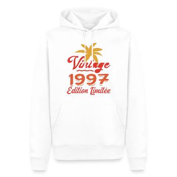 VINTAGE 1997 - Sweat à capuche Premium bio Homme - blanc - Devant - Nico (187cm)