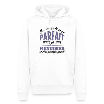 Je ne suis pas parfait mais je suis Menuisier - Sweat à capuche Premium bio Homme - blanc - Devant - Nico (187cm)