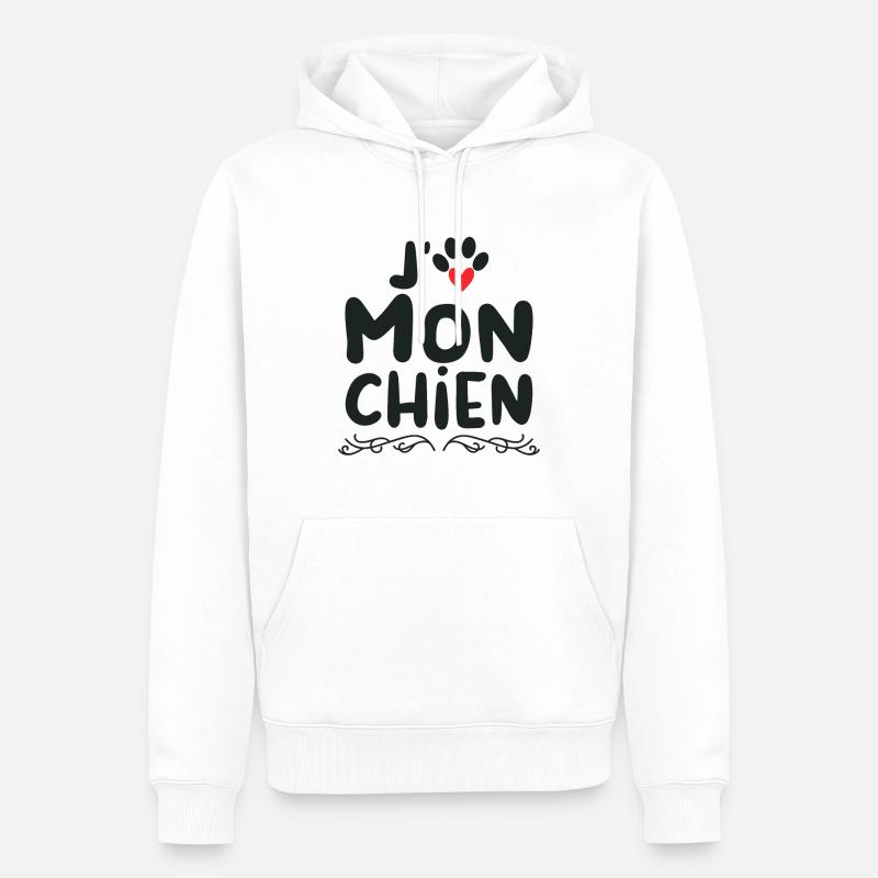 J aime mon chien - Sweat à capuche Premium bio Homme - blanc