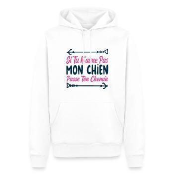 Si tu n’aimes pas mon chien - Sweat à capuche Premium bio Homme - blanc - Devant - Nico (187cm)