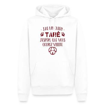 t-shirt j'ai un chien taré courez humour cadeau - Sweat à capuche Premium bio Homme - blanc - Devant - Nico (187cm)