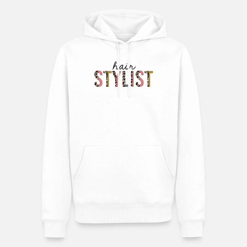 Friseur Leopard Print Funny - Männer Premium Bio Hoodie - Weiß