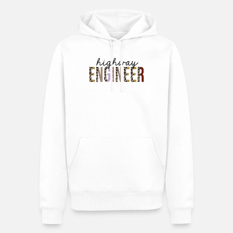 Highway Engineer Leopard Print Lustig - Männer Premium Bio Hoodie - Weiß