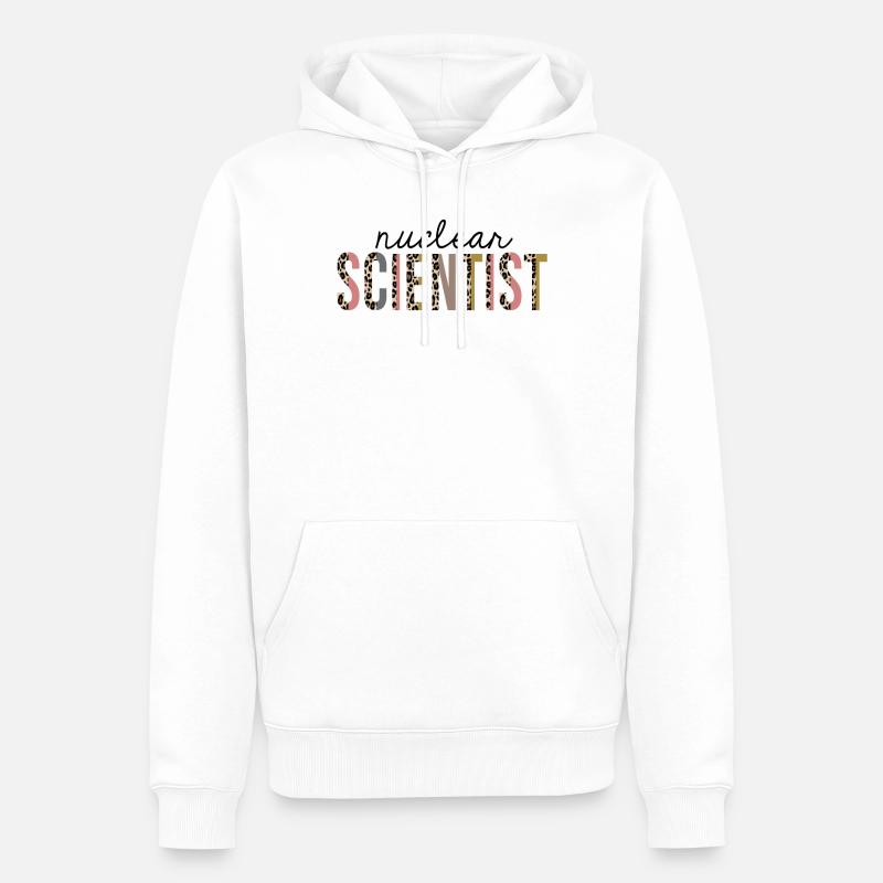 Scientifique nucléaire Leopard Print Drôle - Sweat à capuche Premium bio Homme - blanc