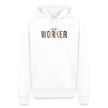 Oil Worker Leopard Print Drôle - Sweat à capuche Premium bio Homme - blanc - Devant - Nico (187cm)