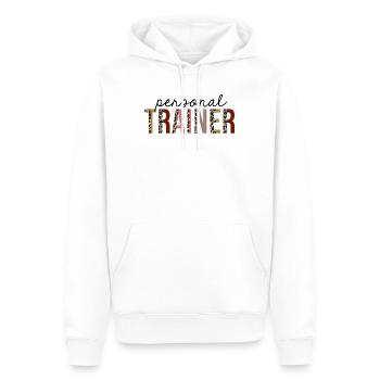 Personal Trainer Leopardenprint Lustig - Männer Premium Bio Hoodie - Weiß - Vorne - Nico (187cm)