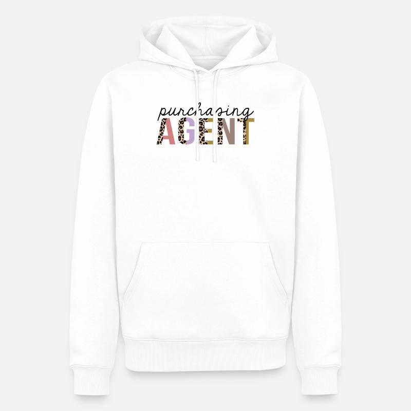 Agent d’achat Leopard Print Funny - Sweat à capuche Premium bio Homme - blanc