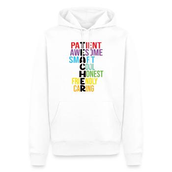 Enseignant - Énumération des enseignants - Sweat à capuche Premium bio Homme - blanc - Devant - Nico (187cm)
