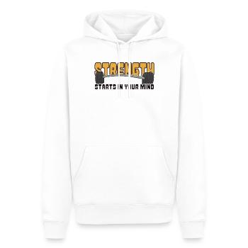Strongman Strength Starts In Your Mind Bodybuilder - Men’s Premium Organic Hoodie - white - Front - Nico (187cm)