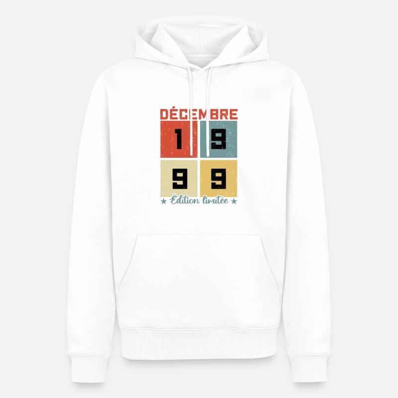 Anniversaire Décembre 1999 - Sweat à capuche Premium bio Homme - blanc