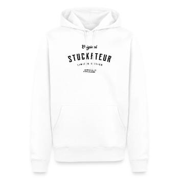 Stuckateur Limited Edition - Männer Premium Bio Hoodie - Weiß - Vorne - Nico (187cm)