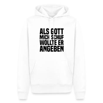 Als Gott Mich Schuf Wollte Er Angeben - Männer Premium Bio Hoodie - Weiß - Vorne - Nico (187cm)