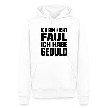 Ich Bin Nicht Faul Ich Habe Geduld - Männer Premium Bio Hoodie - Weiß - Vorne - Nico (187cm)