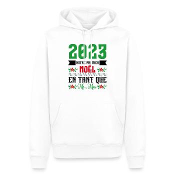Notre premier Noël en tant que M. et Mme 2023 - Sweat à capuche Premium bio Homme - blanc - Devant - Nico (187cm)