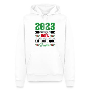 Notre premier Noël en tant que famille - Sweat à capuche Premium bio Homme - blanc - Devant - Nico (187cm)