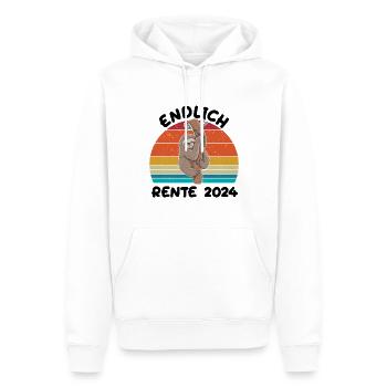 Endlich Rente 2024 - Ruhestand Lustiges Faultier - Männer Premium Bio Hoodie - Weiß - Vorne - Nico (187cm)